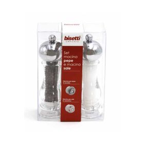 Bisetti Akrilik Metal Kapaklı 16.5 cm 2'li Tuz ve Karabiber Değirmeni
