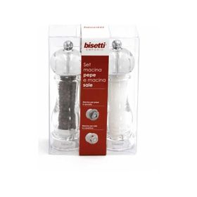 Bisetti Akrilik Şeffaf 16.5 cm 2'li Tuz ve Karabiber Değirmeni Seti