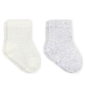 Bistyle BS2000 Gri Ekru Organik 2'li Bebek Soket Çorap