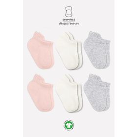 Bistyle BS6102 Pembe Ekru 6'lı Penye Sneakers Bebek Soket Çorap