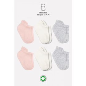 Bistyle BS6102 Pembe Ekru 6'lı Penye Sneakers Bebek Soket Çorap