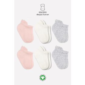 Bistyle BS6102 Pembe Ekru 6'lı Penye Sneakers Bebek Soket Çorap