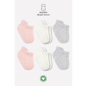 Bistyle BS6102 Pembe Ekru 6'lı Penye Sneakers Bebek Soket Çorap