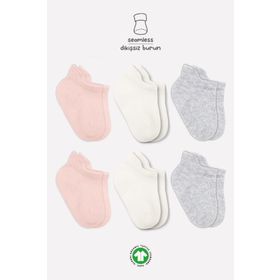 Bistyle BS6102 Pembe Ekru 6'lı Penye Sneakers Bebek Soket Çorap