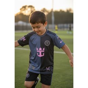 Bite Nose Messi Yeni Sezon Siyah Çocuk Şortlu Inter Halı Saha Forması