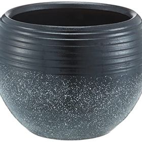 Bitki Tasarımı Büyük Boy Siyah Granit Küp Saksı