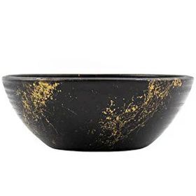 Bitki Tasarımı Mermer Efektli Siyah Üzeri Gold Aranjman Sunumluk 20 cm Toprak Saksı