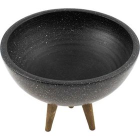 Bitki Tasarımı Siyah Granit Boyalı Aranjman Sunumluk 20 cm Toprak Saksı