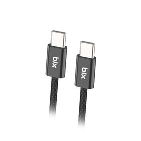 Bix 1 mt Siyah 60W Type-C to Type-C Örgülü Şarj ve Data Kablosu