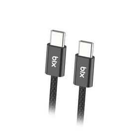 Bix 1 mt Siyah 60W Type-C to Type-C Örgülü Şarj ve Data Kablosu