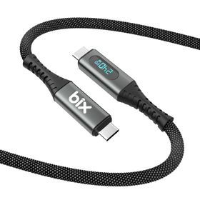 Bix 1 mt USB4 Thunderbolt 4/3 Uyumlu PD 240W 40 GBPS 8K 60 Hz Ultra HD Dijital Ekran Göstergeli Şarj Data ve Görüntü Kablosu