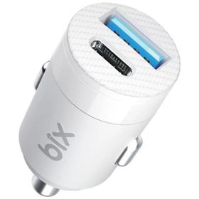 Bix 65 Watt Type-C PD 3.0 ve USB-A Çift Portlu Beyaz Araç içi Hızlı Şarj Cihazı