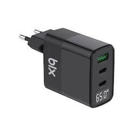 Bix 65W USB Type-C QC 4.0 PD 3.0 Led Göstergeli Gan 3 Portlu Hızlı Şarj Cihazı