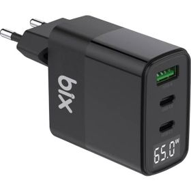 Bix 65W USB Type-C QC 4.0 PD 3.0 Led Göstergeli Gan 3 Portlu Hızlı Şarj Cihazı