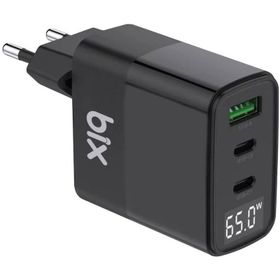 Bix 65W USB Type-C QC 4.0 PD 3.0 Led Göstergeli Gan 3 Portlu Hızlı Şarj Cihazı