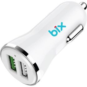 Bix Beyaz Çift USB Çıkışlı QC 3.0 Hızlı Araç Şarj Cihazı