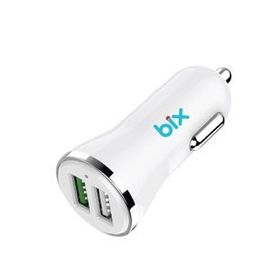 Bix Beyaz Çift USB Çıkışlı QC 3.0 Hızlı Araç Şarj Cihazı