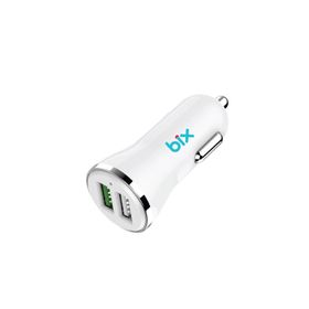 Bix Beyaz Çift USB Çıkışlı QC 3.0 Hızlı Araç Şarj Cihazı