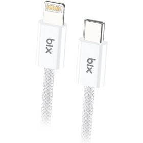 Bix BX03CL 1 mt Beyaz 27W Type-C to Lightning iPhone Örgülü Data ve Şarj Kablosu