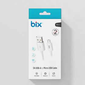 Bix BX100MW 3A MicroB Beyaz USB Şarj ve Data Kablosu