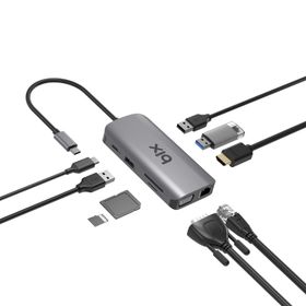 Bix BX17HB Type-C To Gigabit Ethernet HDMI PD USB 3.2 Micro SD/SD VGA Çoklayıcı Adaptör