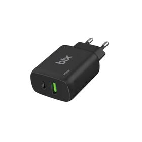 Bix BX2P25TB 25W TYPE-C VE USB-A QC 18W Çift Portlu Siyah Akım Korumalı Şarj Cihazı