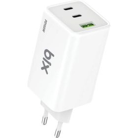 Bix BX3P101G 100 Watt Beyaz Gan Üçlü Portlu Pd Pps Destekli Usb-C Usb-A Hızlı Şarj Laptop Adaptörü
