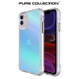 Bix iPhone 11 Pure Rainbow Parmak İzi Önleyici Mavi Çizilmeye Dayanıklı Darbe Emici Renk Geçişli Şeffaf Kılıf