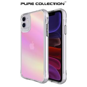 Bix iPhone 11 Pure Rainbow Parmak İzi Önleyici Pembe Çizilmeye Dayanıklı Darbe Emici Renk Geçişli Şeffaf Kılıf