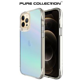 Bix iPhone 12 Pure Rainbow Parmak İzi Önleyici Mavi Çizilmeye Dayanıklı Darbe Emici Renk Geçişli Şeffaf Kılıf