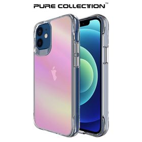 Bix iPhone 12 Pure Rainbow Parmak İzi Önleyici Pembe Çizilmeye Dayanıklı Darbe Emici Renk Geçişli Şeffaf Kılıf
