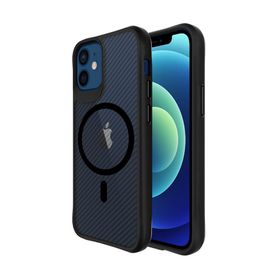 Bix iPhone 12/12 Pro Carbon Fiber Force Anti Şok Teknolojili Kamera ve Ekran Korumalı Magsafe Kılıf