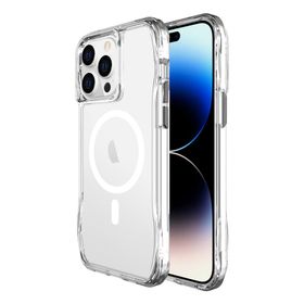 Bix iPhone 13 Pro / 14 Pro Octagon Hava Yastıklı Magsafe Maksimum Korumalı Antrasit Kristal Şeffaf Kılıf