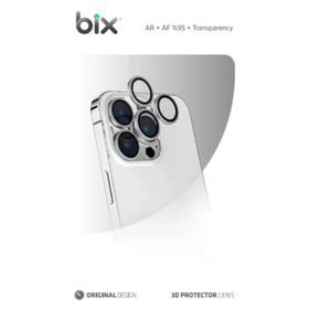Bix iPhone 14 Pro / 14 Pro Max 9H Gerçek Cam Crystal AR+AF Derin Mor Lens Koruyucu