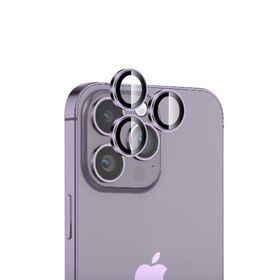 Bix iPhone 14 Pro / 14 Pro Max 9H Gerçek Cam Crystal AR+AF Derin Mor Lens Koruyucu