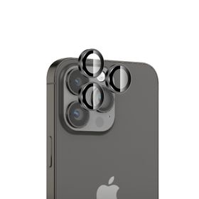 Bix iPhone 15 / 15 Pro Max Safir 3D Kamera Camı 9H Premium Siyah Titanyum Lens Koruyucu