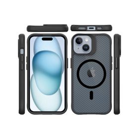 Bix iPhone 15 Carbon Fiber Force Magsafe Anti Şok Teknolojili Kamera ve Ekran Korumalı Kılıf