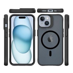 Bix iPhone 15 Carbon Fiber Force Magsafe Anti Şok Teknolojili Kamera ve Ekran Korumalı Kılıf