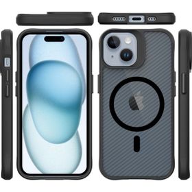 Bix iPhone 15 Carbon Fiber Force Magsafe Anti Şok Teknolojili Kamera ve Ekran Korumalı Kılıf