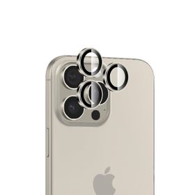 Bix iPhone 15 Pro / 15 Pro Max 9H Gerçek Cam Crystal AR+AF Doğal Titanyum Lens Koruyucu