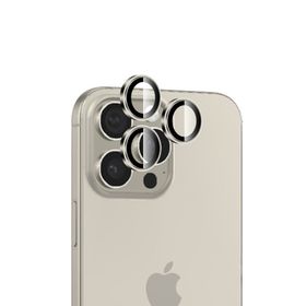 Bix iPhone 15 Pro / 15 Pro Max 9H Gerçek Cam Crystal AR+AF Doğal Titanyum Lens Koruyucu