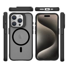 Bix iPhone 15 Pro Carbon Fiber Force Magsafe Anti Şok Teknolojili Kamera ve Ekran Korumalı Kılıf