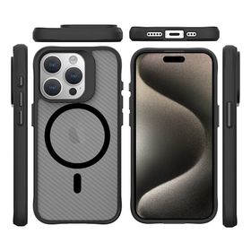 Bix iPhone 15 Pro Carbon Fiber Force Magsafe Anti Şok Teknolojili Kamera ve Ekran Korumalı Kılıf