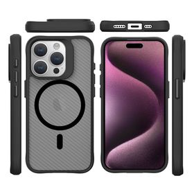 Bix iPhone 15 Pro Max Carbon Fiber Force Magsafe Anti Şok Teknolojili Kamera ve Ekran Korumalı Kılıf