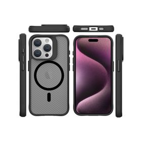 Bix iPhone 15 Pro Max Carbon Fiber Force Magsafe Anti Şok Teknolojili Kamera ve Ekran Korumalı Kılıf