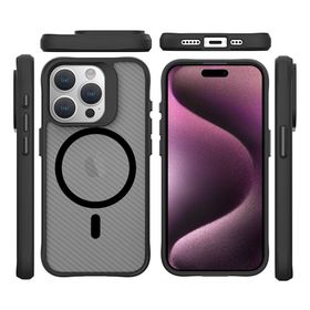Bix iPhone 15 Pro Max Carbon Fiber Force Magsafe Anti Şok Teknolojili Kamera ve Ekran Korumalı Kılıf