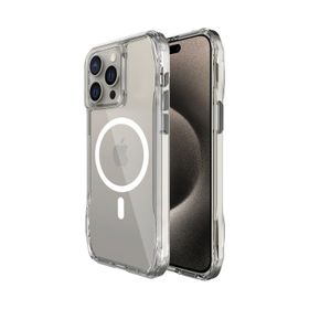 Bix iPhone 15 Pro Max Octagon Hava Yastıklı Magsafe Maksimum Korumalı Antrasit Kristal Şeffaf Kılıf