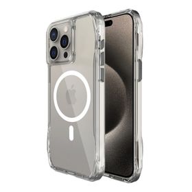 Bix iPhone 15 Pro Max Octagon Hava Yastıklı Magsafe Maksimum Korumalı Antrasit Kristal Şeffaf Kılıf