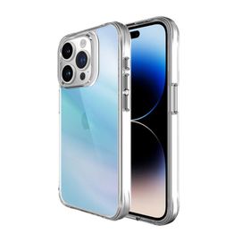 Bix iPhone 15 Pro Pure Rainbow Mavi Çizilmeye Dayanıklı Darbe Emici Renk Geçişli Şeffaf Kılıf