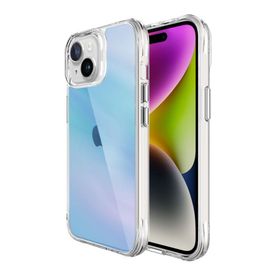 Bix iPhone 15 Pure Rainbow Mavi Çizilmeye Dayanıklı Darbe Emici Renk Geçişli Şeffaf Kılıf